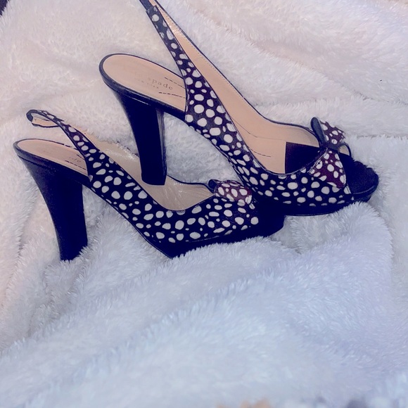 Kate Spade sling back calf-hair peep toe heels size 9.5 pony hair - Picture 1 of 9